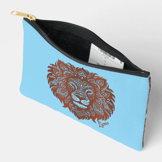 Lions Boho Cutout Imitats Leather Accessory Pouch Zubehörtasche (Offen)
