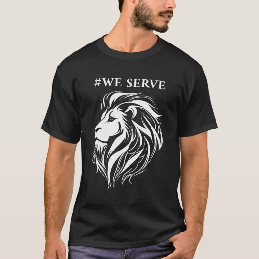 Lions Club International Wir servieren Löwen T-Shirt (Vorderseite)