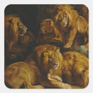Lions-Den-Aufkleber Quadratischer Aufkleber
