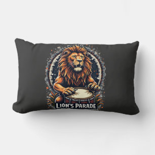 Lion's Drum Parade lustige Kunst : Majestic Lion P Lendenkissen