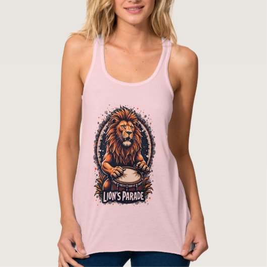 Lion's Drum Parade lustige Kunst : Majestic Lion P Tank Top (Vorderseite)