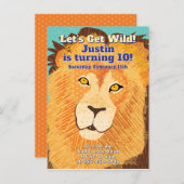 Lion's Face Birthday Einladung mit Umschlag (Vorne/Hinten)