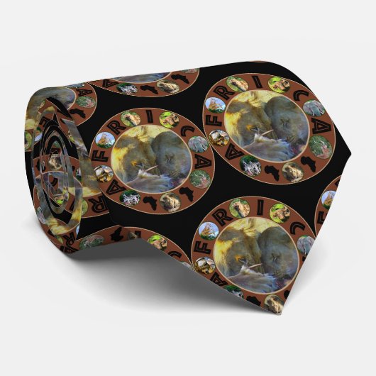 Lions Feasting Africa Circle Neck Tie Krawatte (Gerollt)