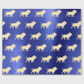 Lions Foxier Gold Glam VIP Metallic Sapphire Blue Geschenkpapier (Flach)