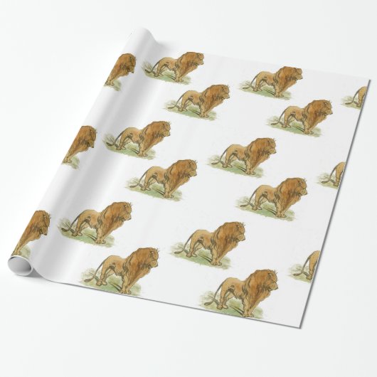 Lions Gift Wrap Medium Print Geschenkpapier (Ungerollt)