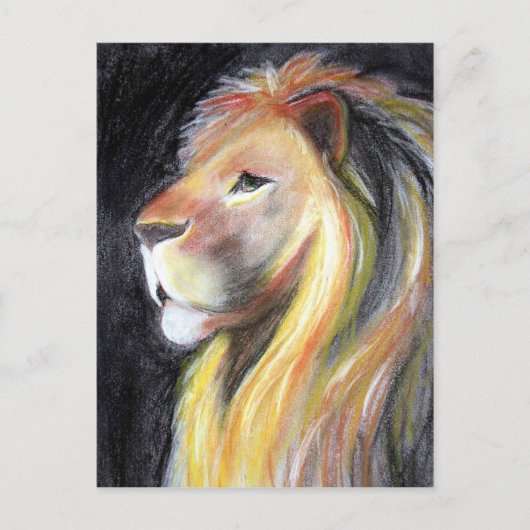 Lions Lion Profil Leo Portrait Charkohle Zeichnend Postkarte (Vorderseite)