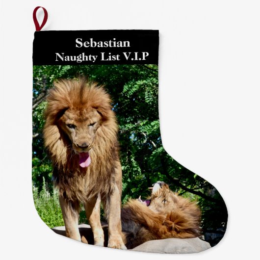 Lions Naughty List VIP mit dem Namen Large Christm Großer Weihnachtsstrumpf (Vorderseite)
