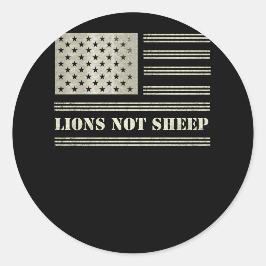 Lions Not Sheep USA Flag Independence Day Runder Aufkleber (Vorderseite)