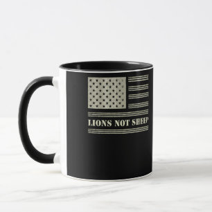 Lions Not Sheep USA Flag Independence Day Tasse