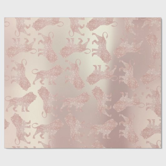 Lions Pink Rose Rose Gold Metallische Pastell Rose Geschenkpapier (Flach)