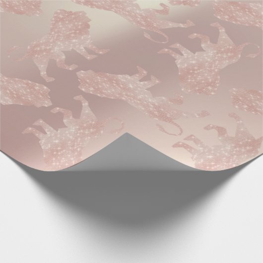 Lions Pink Rose Rose Gold Metallische Pastell Rose Geschenkpapier (Ecke)