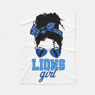 Lions Retro Girl Unordentlicher Dutt Fan Team Fleecedecke