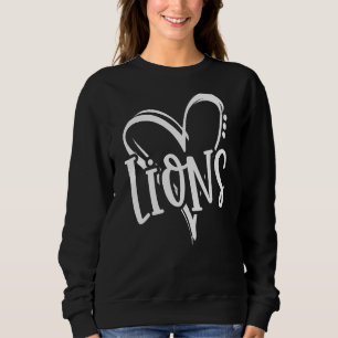 Lions School Sports Fan Team Geist Herz Sweatshirt