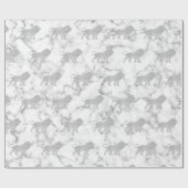 Lions Silver White Glam VIP Metallic Marmor Grau Geschenkpapier (Flach)