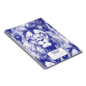 Lions Vintag Blue Pen Illustration Vintag Notizblock (Rechte Seite)