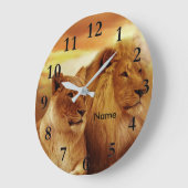Lions Wildlife Acrylic Wall Clock Große Wanduhr (Winkel)