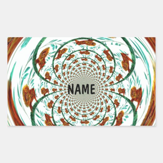 Lions Wildlife Kaleidescope Muster Rechteckiger Aufkleber (Vorderseite)