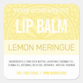 Lip Balm Label - Lemon Meringue - 1,25" Square Quadratischer Aufkleber (Vorderseite)