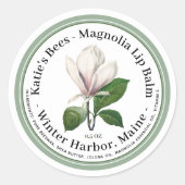 Lip Balm Label mit blassrosa Blume Illustration Runder Aufkleber (Vorderseite)