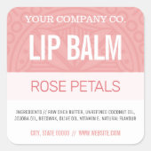 Lip Balm Label - Rose Petals - 1,25" Square Quadratischer Aufkleber (Vorderseite)