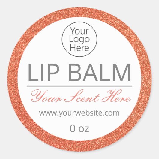 Lip Balm Labels Rose Gold Glitzer Business Logo Runder Aufkleber (Vorderseite)