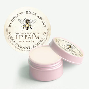Lip Balm Queen Bee on Antiqued Elfenbein Pergament Runder Aufkleber