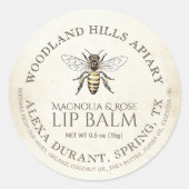 Lip Balm Queen Bee on Antiqued Elfenbein Pergament Runder Aufkleber (Vorderseite)