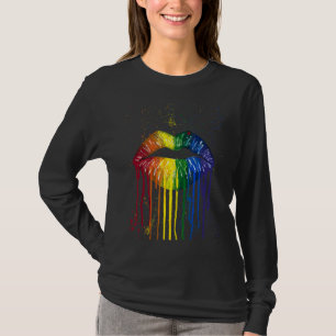 Lip Bite Gay Pride Regenbogen Flag Tropfen Lgbt Le T-Shirt