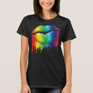 Lip Bite Gay Pride Regenbogen Flag Tropfen Lgbt Le T-Shirt