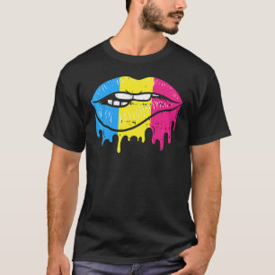 Lip Bite Vintage Drip LGBT Pansexuelle Farben Flag T-Shirt