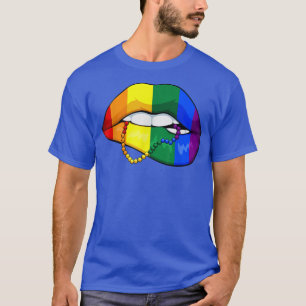 Lip Biting LGBTQ Niedlicher Regenbogenfahne Gay Pr T-Shirt