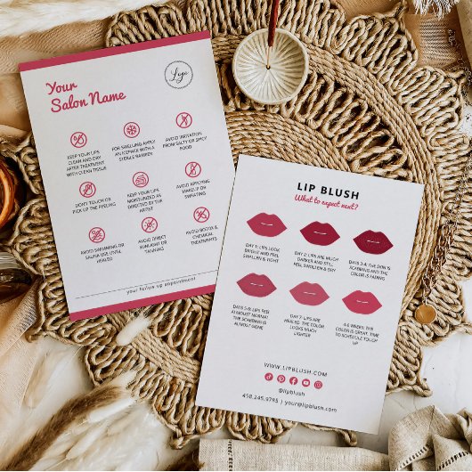 Lip Blush Aftercare Instructions PMU Instruction Visitenkarte