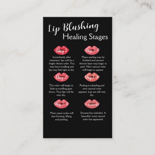 Lip Blush Aftercare-Karte mit beidseitiger Gestalt Visitenkarte (Vorderseite)