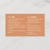 Lip Blush Tattoo Aftercare Advice Card Visitenkarte (Rückseite)