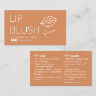  Lip Blush Tattoo Aftercare Advice Card Visitenkarte