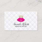 Lip Boss Makeup Artist Pink Lips & Crown Modern Visitenkarte (Vorderseite)