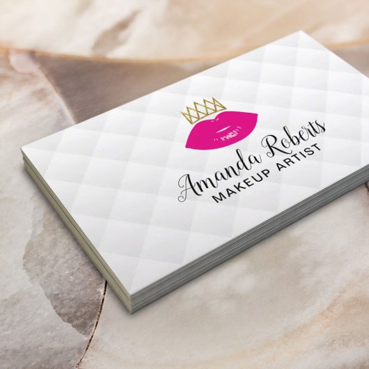 Lip Boss Makeup Artist Pink Lips & Crown Modern Visitenkarte