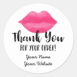 Lip Business Danke Stickers, Lips, Lipstick Runder Aufkleber
