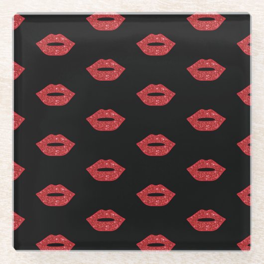Lip Glitzer Kisses Femine Feminine Glasuntersetzer (Vorderseite)