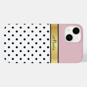 Lip Gloss Pink, White Black Polka Dots, Goldener N Case-Mate iPhone Hülle (Rückseite (Horizontal))