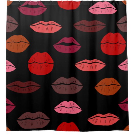Lip print, rosa Küsse. Duschvorhang (Vorderseite)