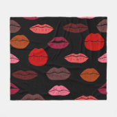 Lip print, rosa Küsse. Fleecedecke (Vorderseite (Horizontal))