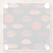 Lip print, rosa Küsse. Glasuntersetzer (Rückseite)