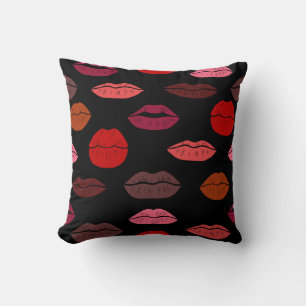 Lip print, rosa Küsse. Kissen