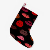 Lip print, rosa Küsse. Kleiner Weihnachtsstrumpf (Vorderansicht (hängend))