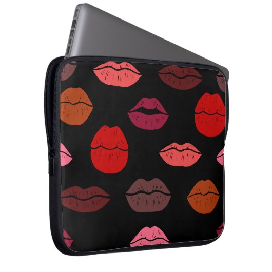 Lip print, rosa Küsse. Laptopschutzhülle (Vorne Rechts)