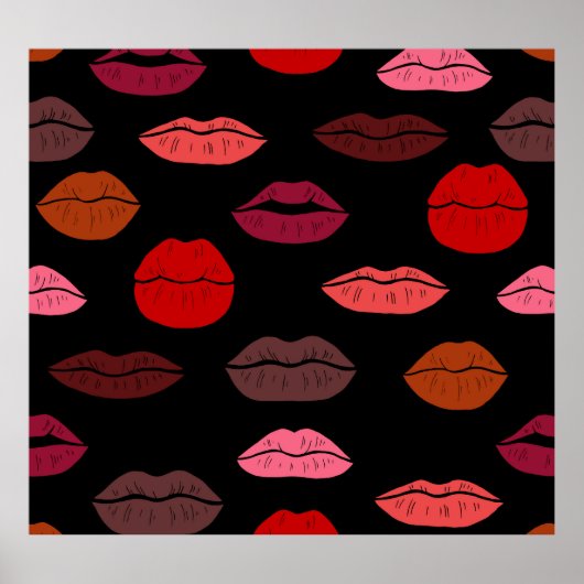 Lip print, rosa Küsse. Poster (Vorne)