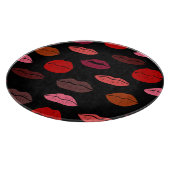 Lip print, rosa Küsse. Schneidebrett (Ecke)