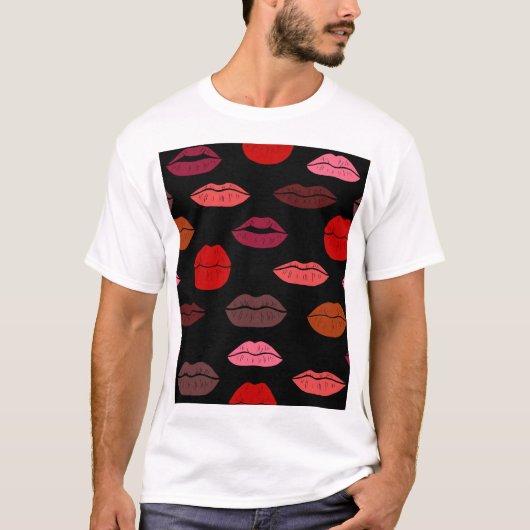 Lip print, rosa Küsse. T-Shirt (Vorderseite)