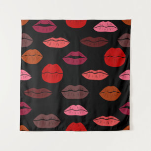 Lip print, rosa Küsse. Wandteppich